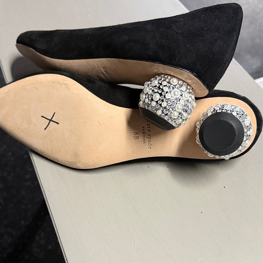 Kate Spade Elegant Black Women's Shoes with Crystal Heels - Picture 4 of 4